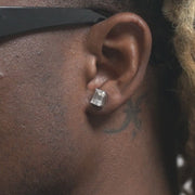 S925 Moissanite Emerald Cut Stud Earrings-4.00 Carat Total