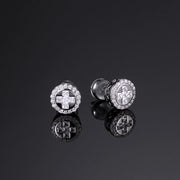 925 Sterling Silver Halo Cross Earrings