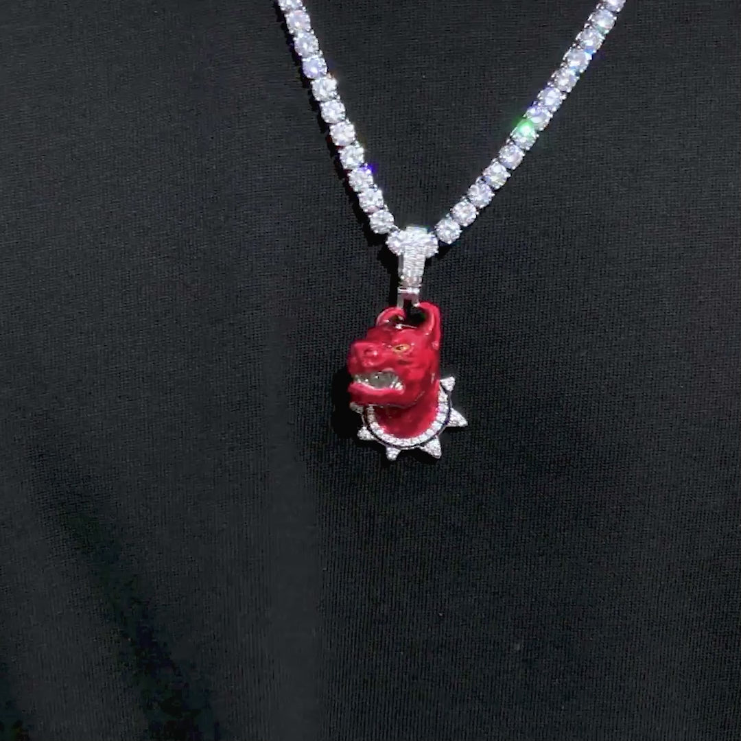 Moissanite Enamel Bulldog Pendant