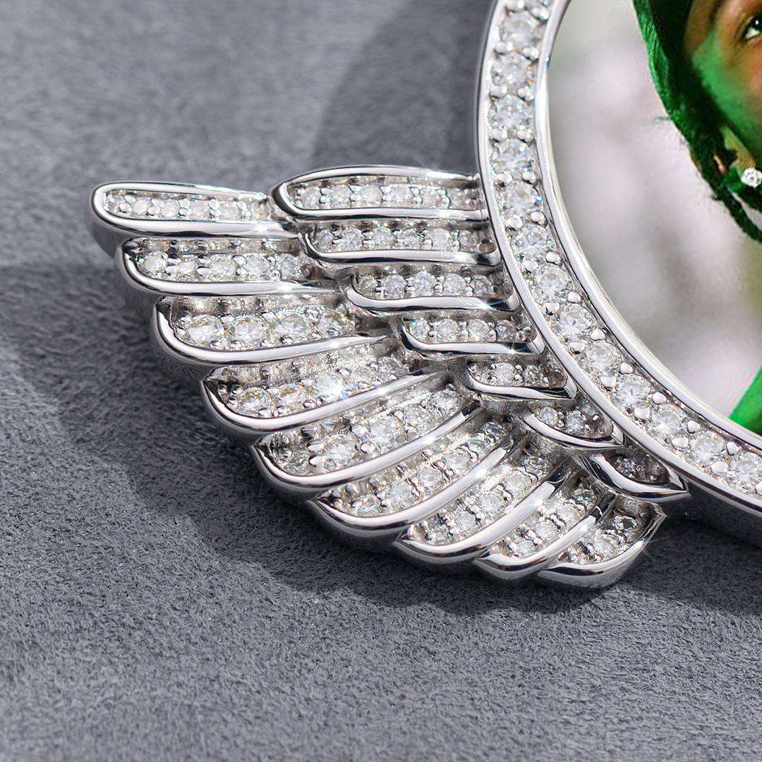 S925 Custom Photo Pendant With Wings