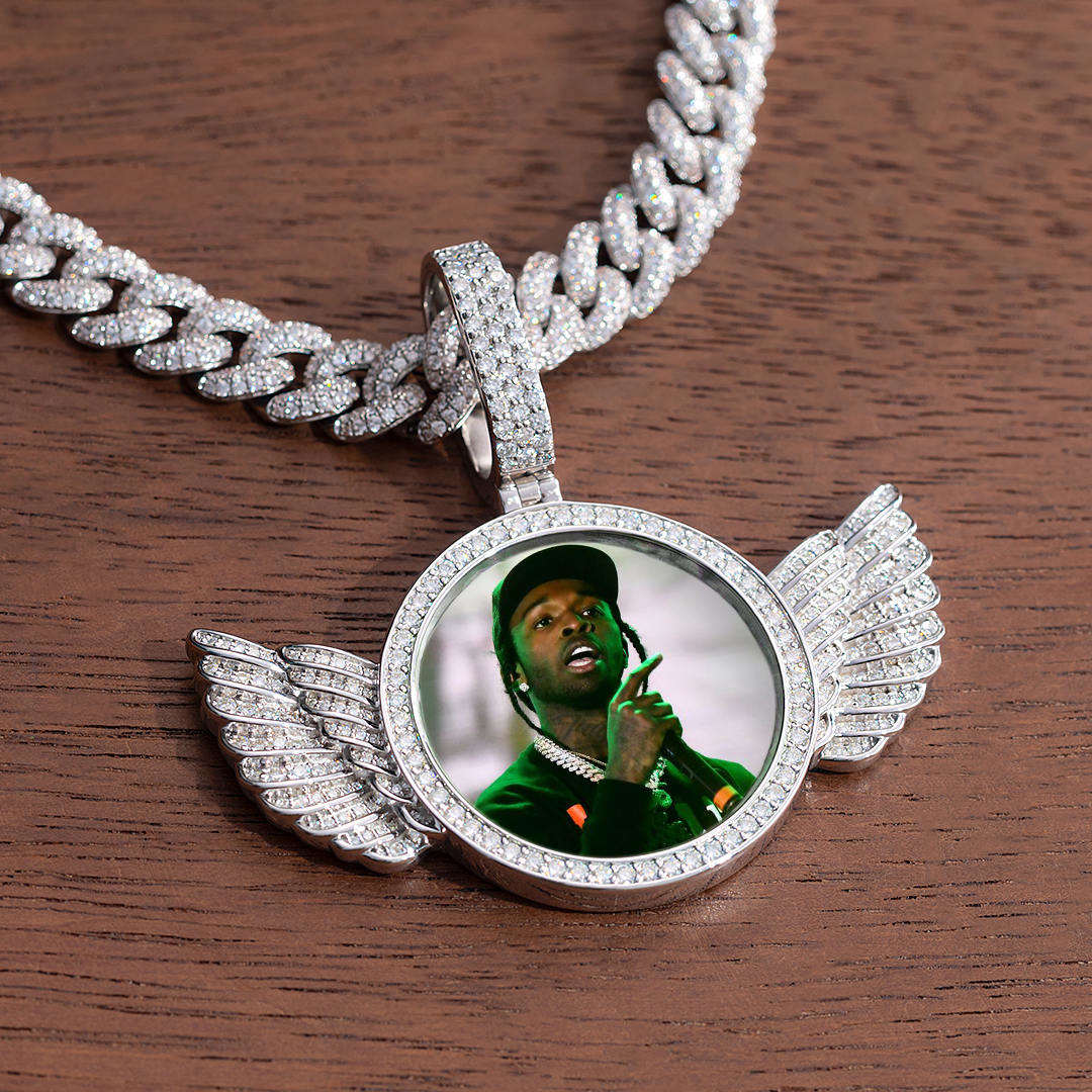 S925 Custom Photo Pendant With Wings