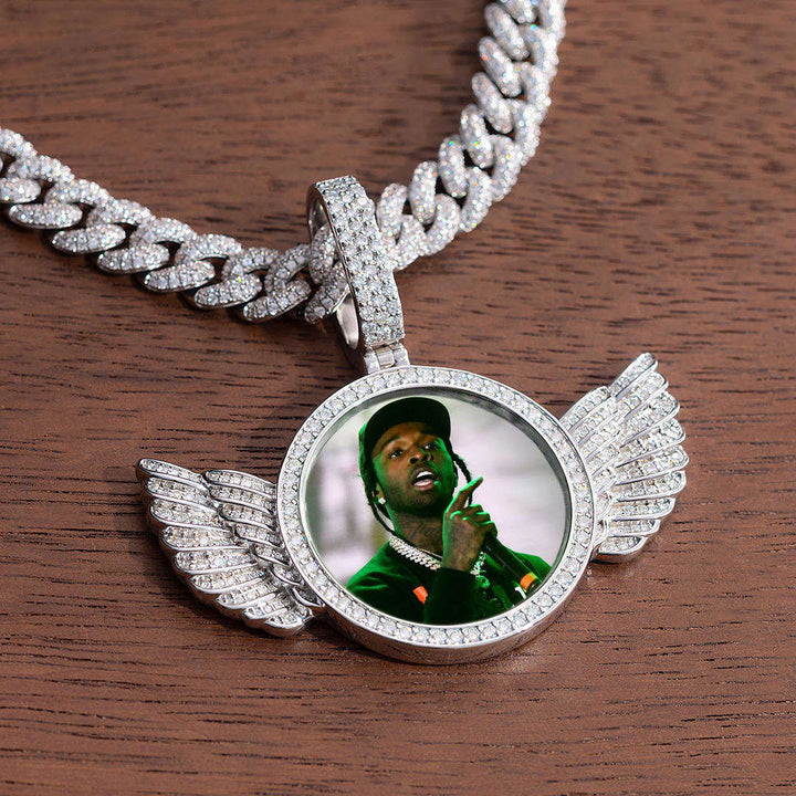 S925 Custom Photo Pendant With Wings