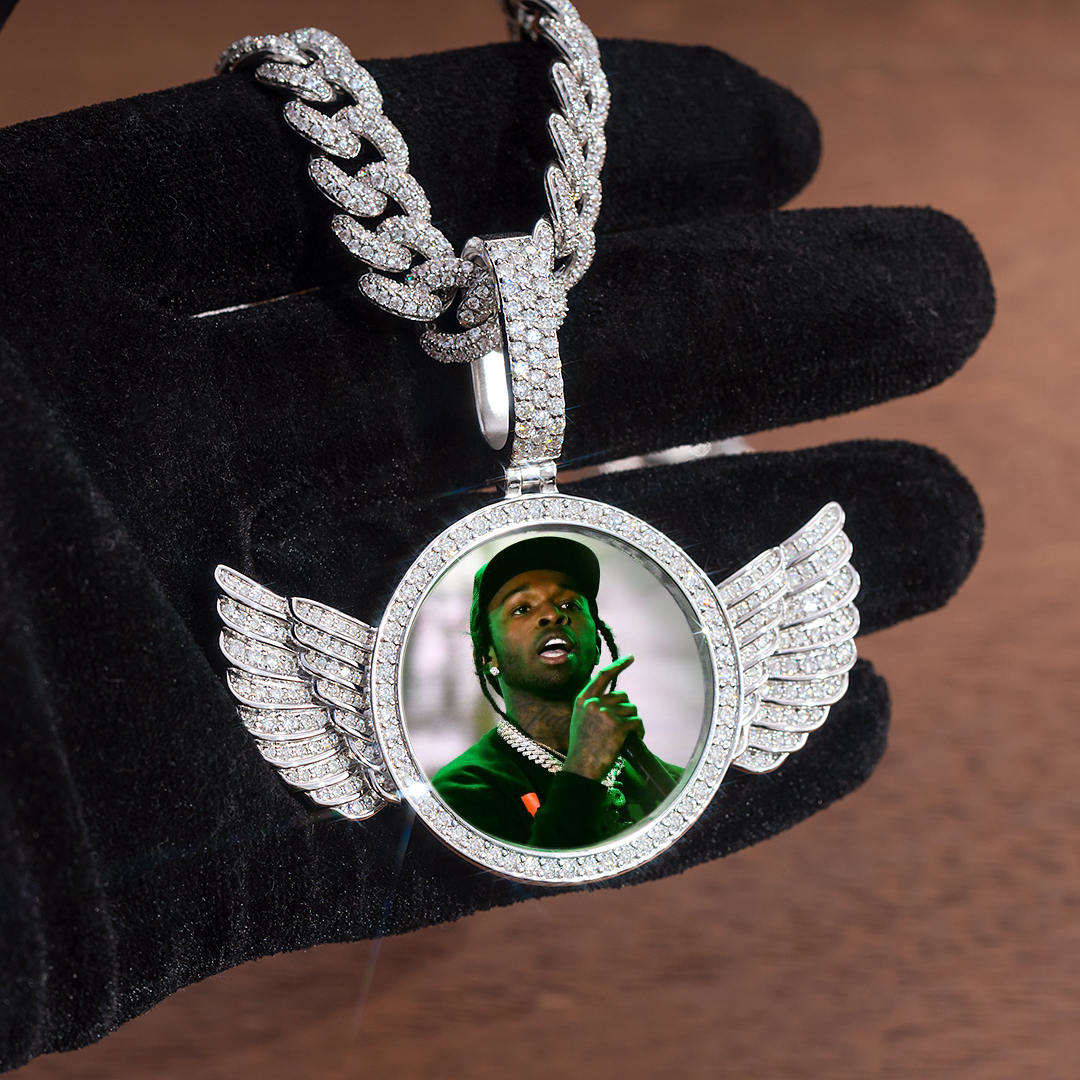 S925 Custom Photo Pendant With Wings