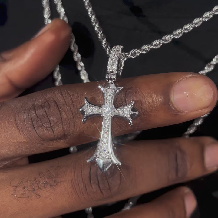 S925 Moissanite Catholic Cross Pendant