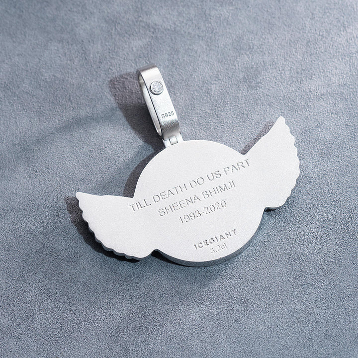 S925 Custom Photo Pendant With Wings