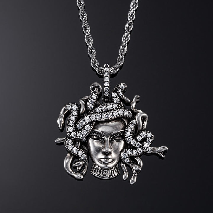 Medusa Pendant in White Gold