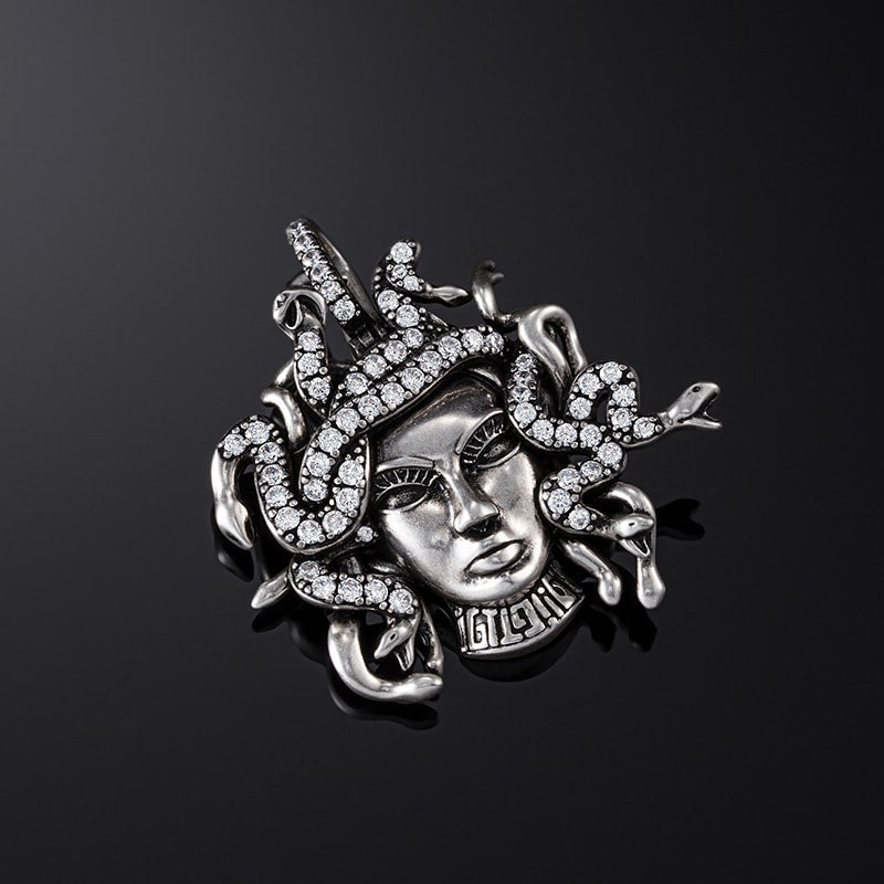 Medusa Pendant in White Gold