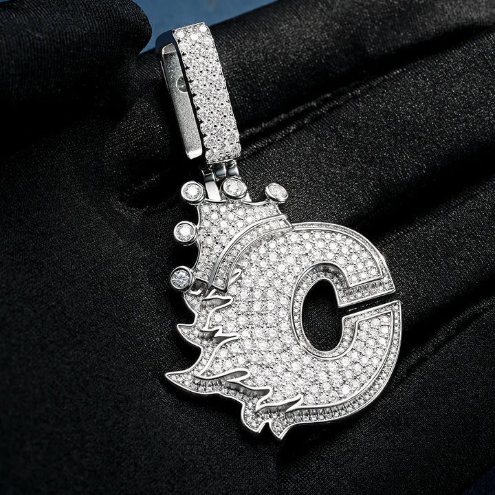 Custom Made C Moissanite Crown Pendant
