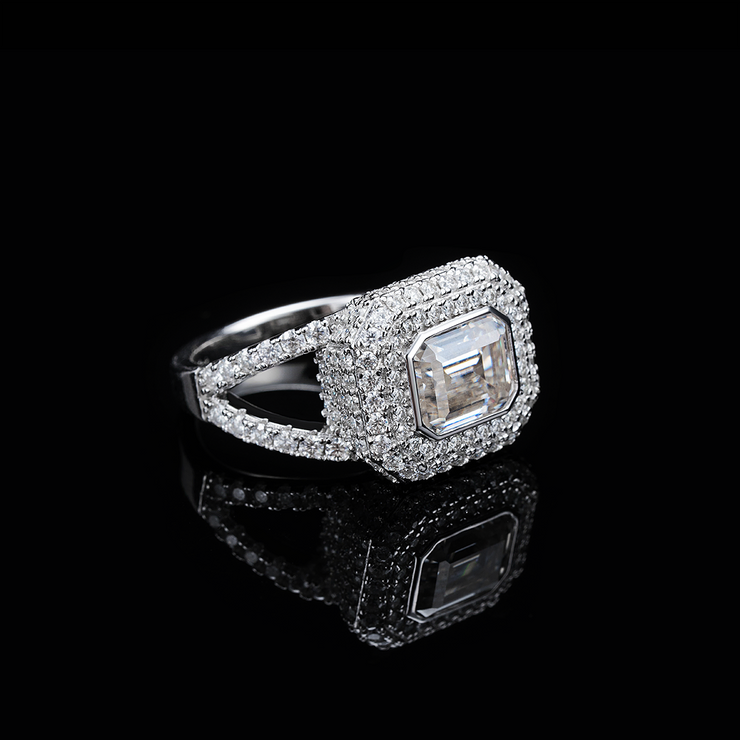 Baguette Cut Platinum Pave Ring