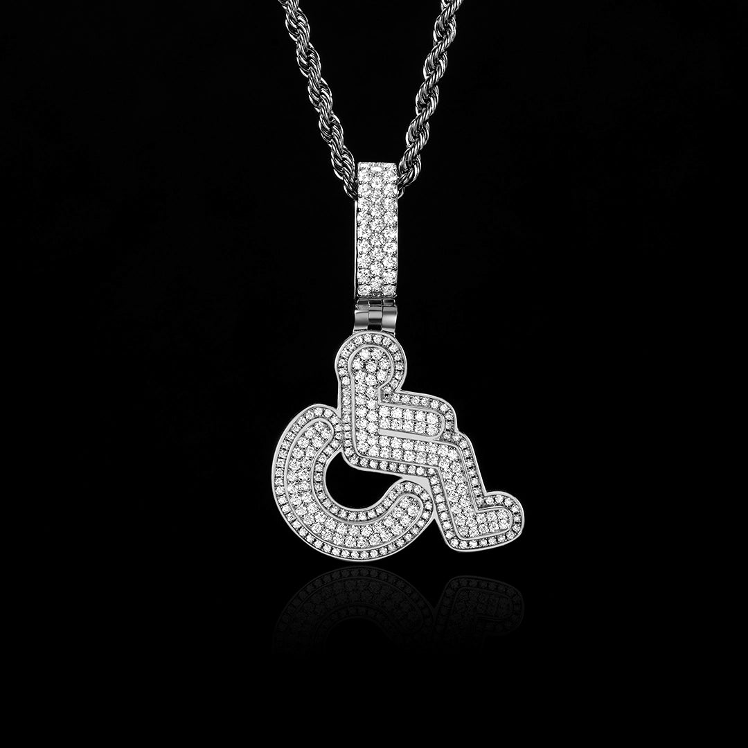 S925 Moissanite Layered Wheelchair Symbol Pendant