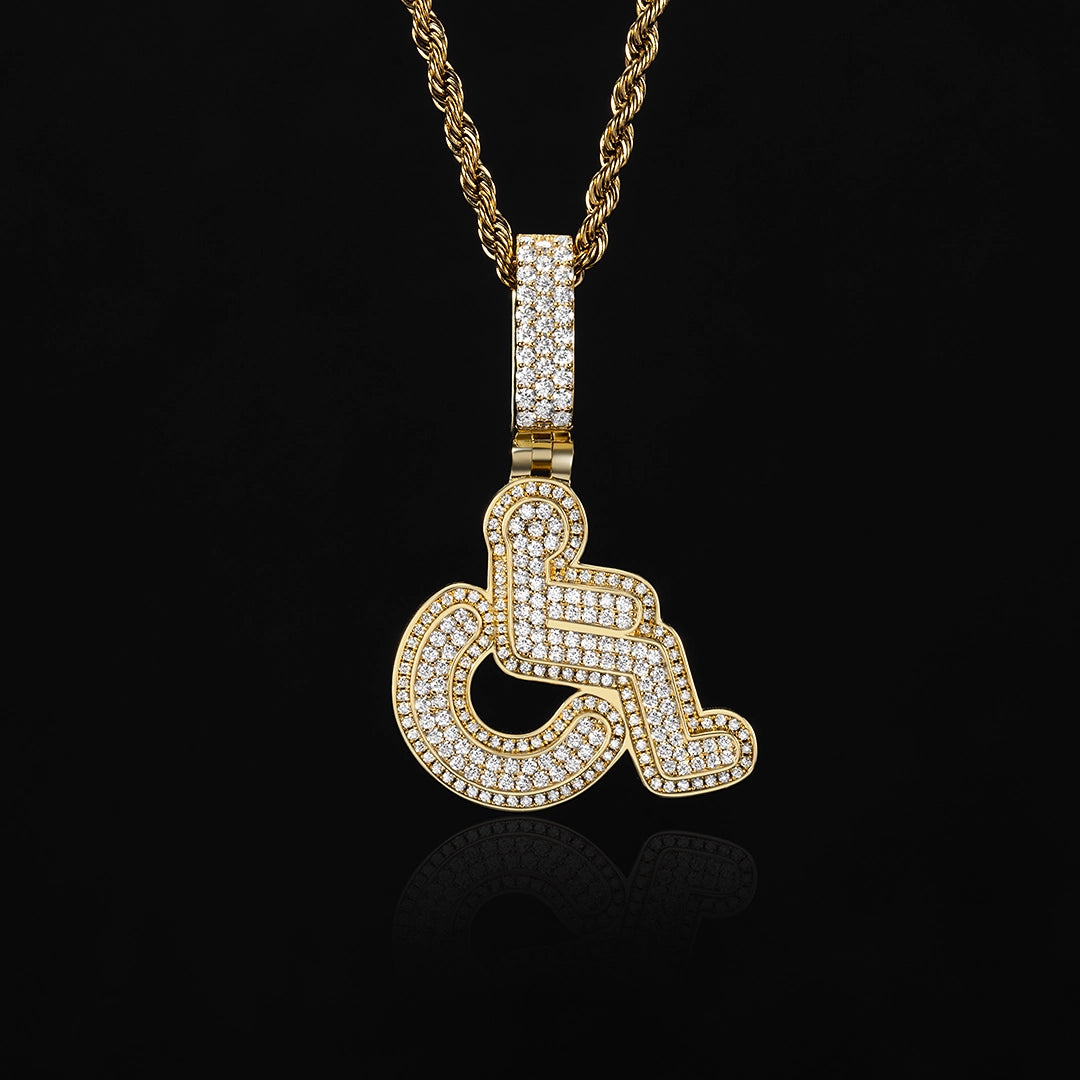 S925 Moissanite Layered Wheelchair Symbol Pendant