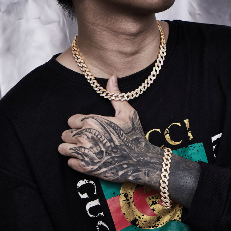 12mm Prong Cuban Link Chain in Yellow Gold