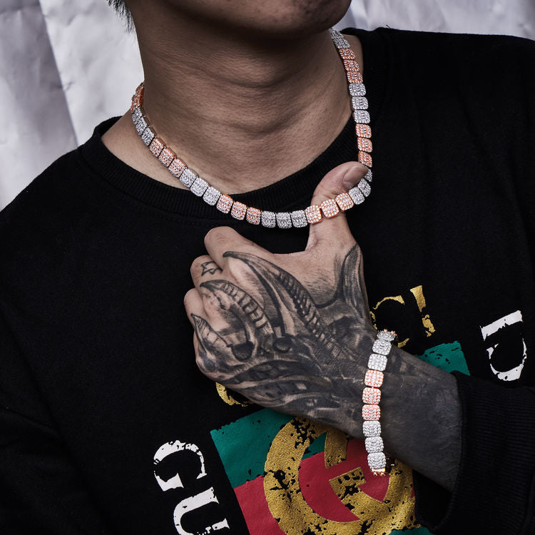 10mm Two-Tone Halo Baguette Link Chain