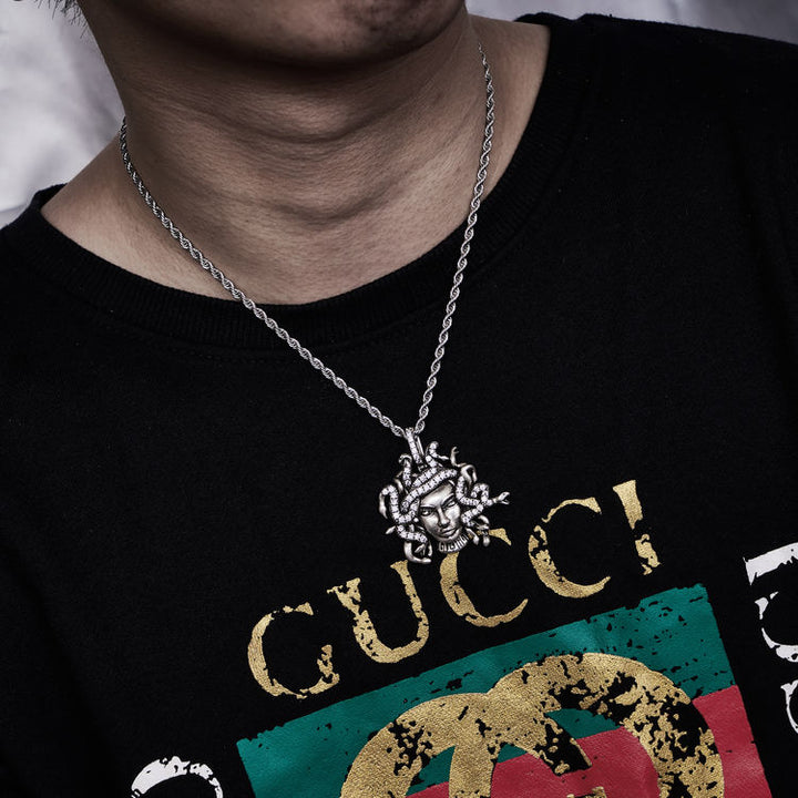 Medusa Pendant in White Gold