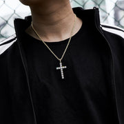 Iced Cross Pendant in Yellow Gold