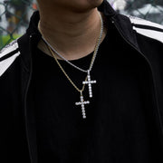 Iced Cross Pendant in Yellow Gold