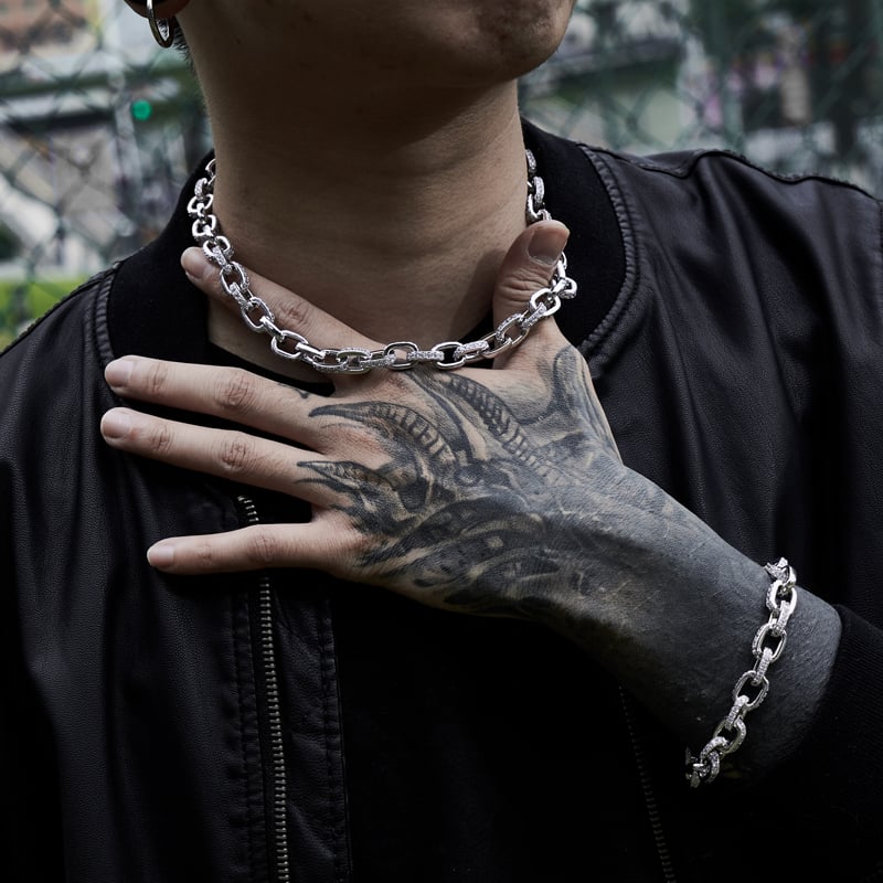 Hermes link chain iced out deals