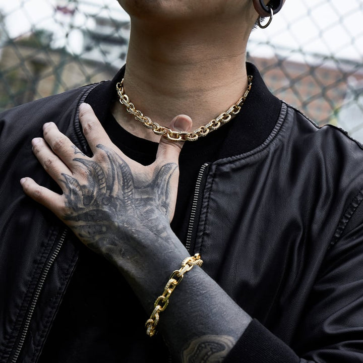 10mm H-Link Chain in Yellow Gold