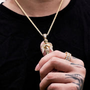 Iced Angel Pendant in Yellow Gold