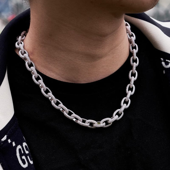 10mm Rolo Link Chain in White Gold