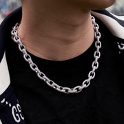 10mm Rolo Link Chain in White Gold
