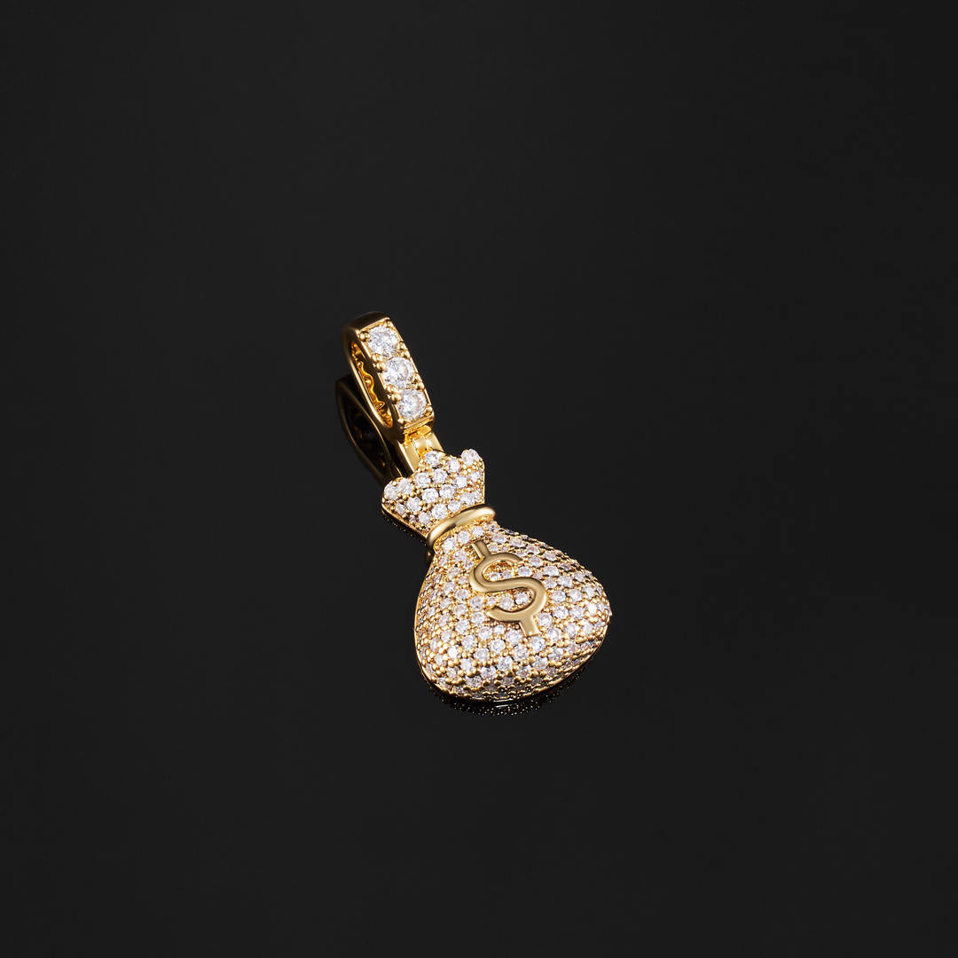 925 Sterling Silver Moissanite Money Bag Pendant 1.3ct