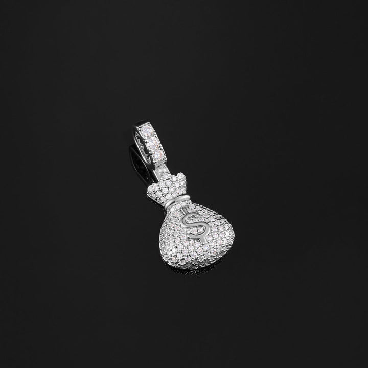 925 Sterling Silver Moissanite Money Bag Pendant 1.3ct