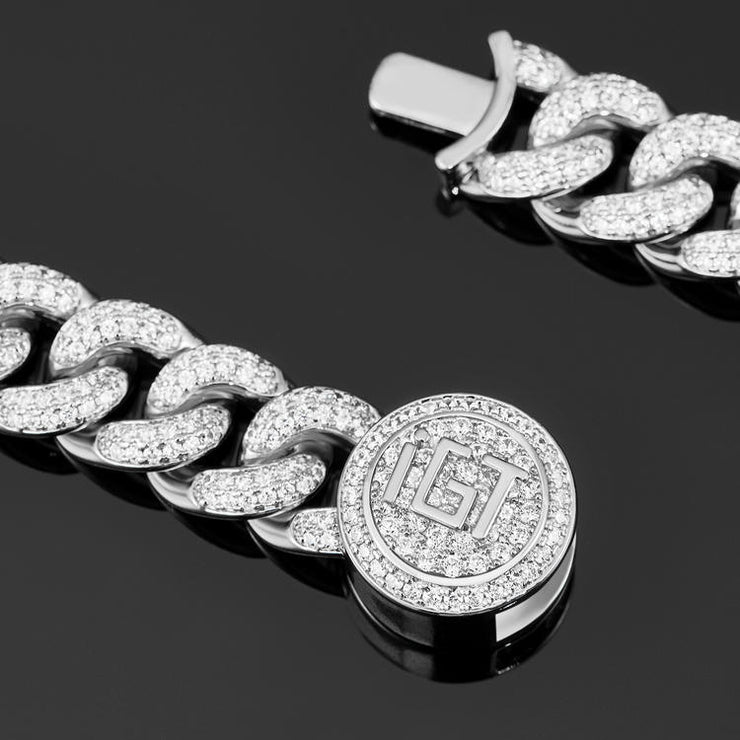 Diamond Cuban Link Bracelet (12mm) In White Gold - iGT