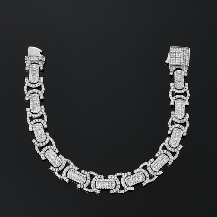 12mm Byzantine Link Bracelet in White Gold
