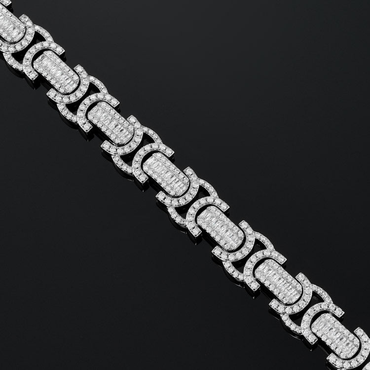 12mm Byzantine Link Bracelet in White Gold