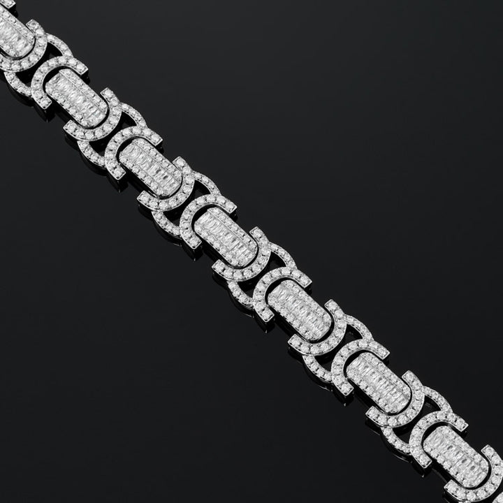 12mm Byzantine Link Bracelet in White Gold