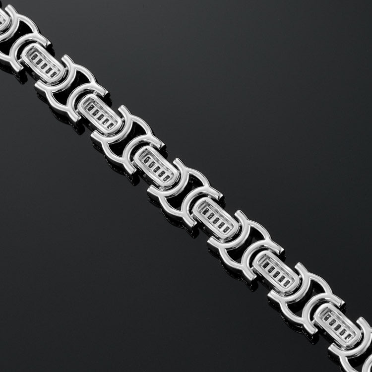 12mm Byzantine Link Bracelet in White Gold