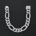15mm Figaro Link Bracelet in White Gold