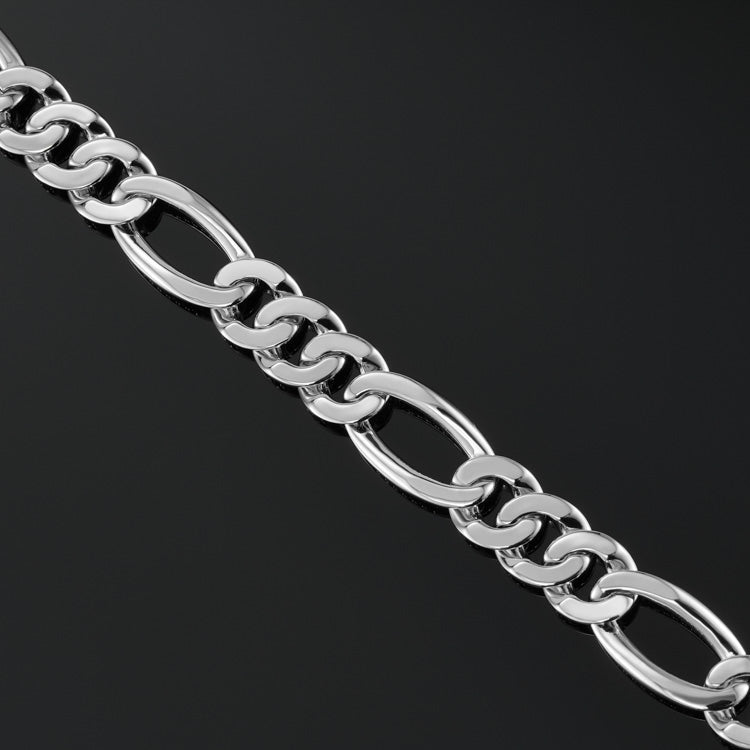 15mm Figaro Link Bracelet in White Gold