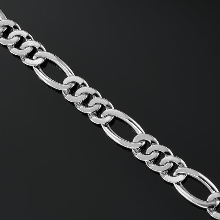 15mm Figaro Link Bracelet in White Gold