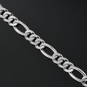 15mm Figaro Link Bracelet in White Gold