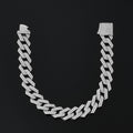 12mm Prong Cuban Link Bracelet in White Gold