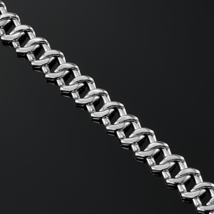 12mm Prong Cuban Link Bracelet in White Gold