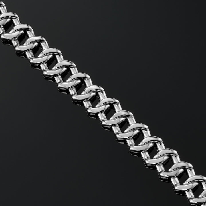 12mm Prong Cuban Link Bracelet in White Gold