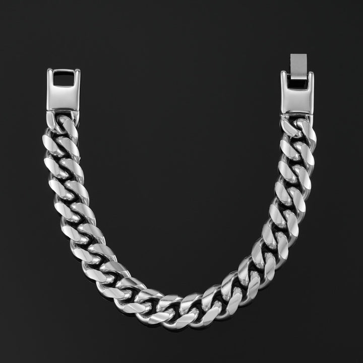 12mm Miami Cuban Link Bracelet in White Gold