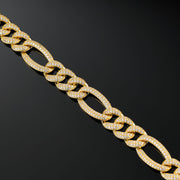 15mm Figaro Link Bracelet in Yellow Gold