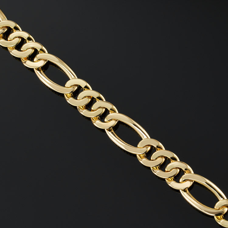 15mm Figaro Link Bracelet in Yellow Gold