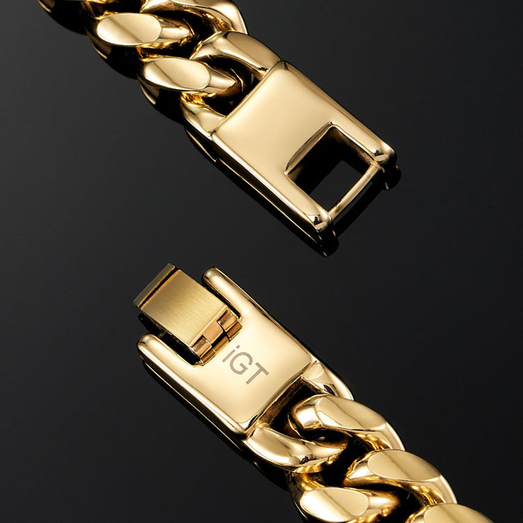 12mm Miami Cuban Link Bracelet in Yellow Gold