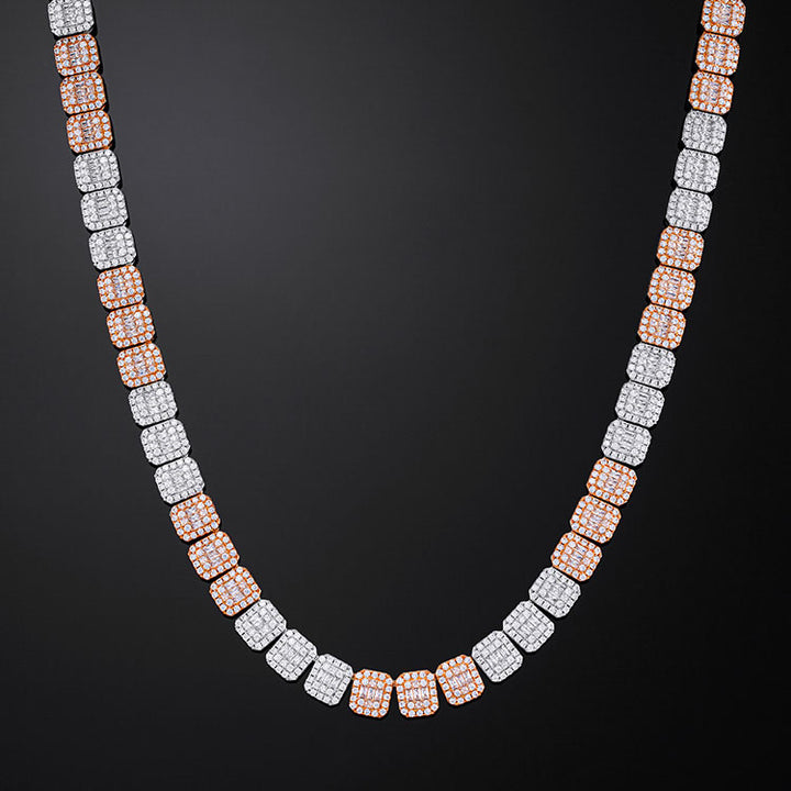 10mm Two-Tone Halo Baguette Link Chain