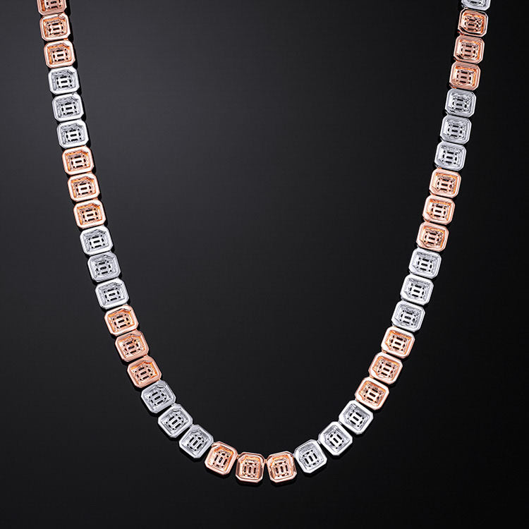 10mm Two-Tone Halo Baguette Link Chain