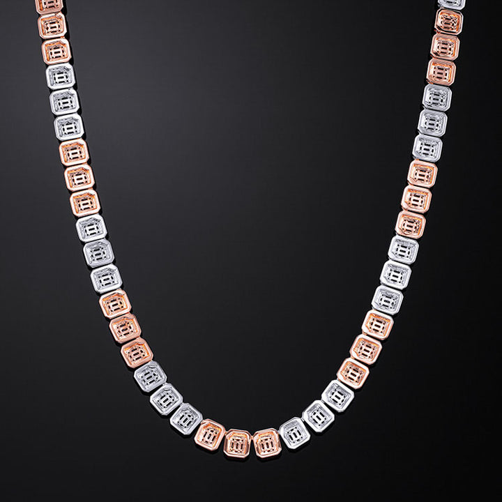 10mm Two-Tone Halo Baguette Link Chain