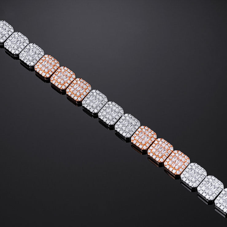 10mm Two-Tone Halo Baguette Link Chain