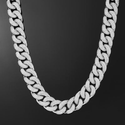 Diamond Cuban Link Choker (19mm) In White Gold - iGT