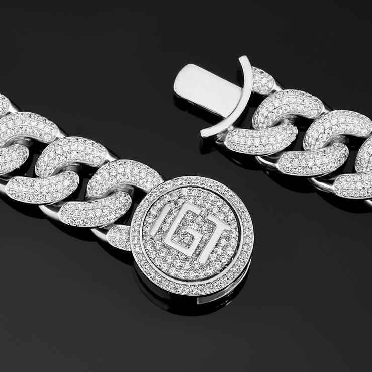 Diamond Cuban Link Choker (19mm) In White Gold - iGT