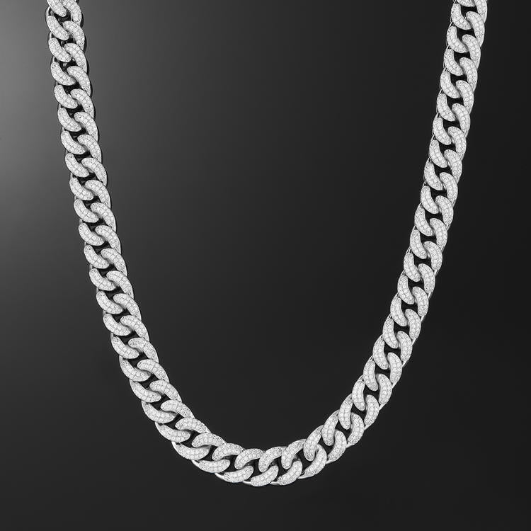 Diamond Cuban Link Choker (12mm) In White Gold - iGT
